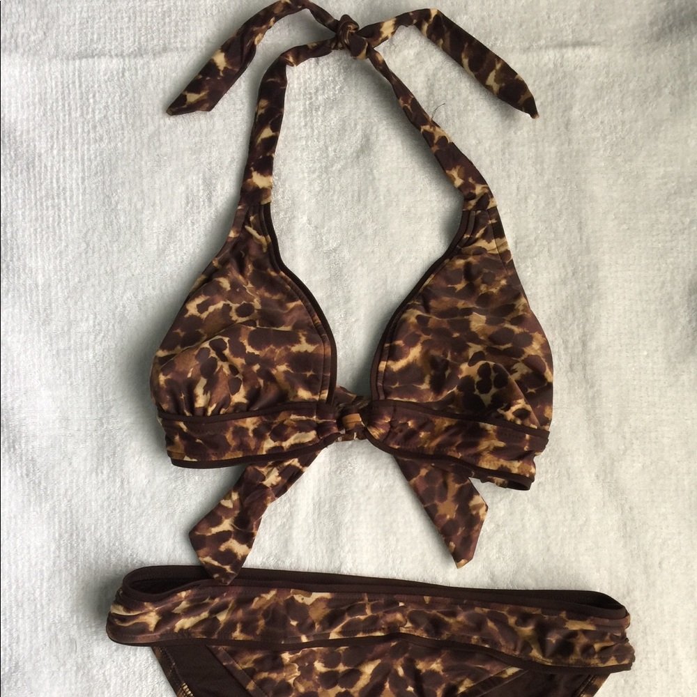 Leopard Print Bikini Tortoise Shell Buckle NWT-M